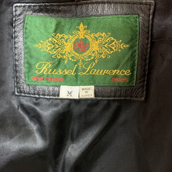 Vintage Russel Lawrence black oversized open leather jacket cuff sleeve medium - Picture 3 of 8